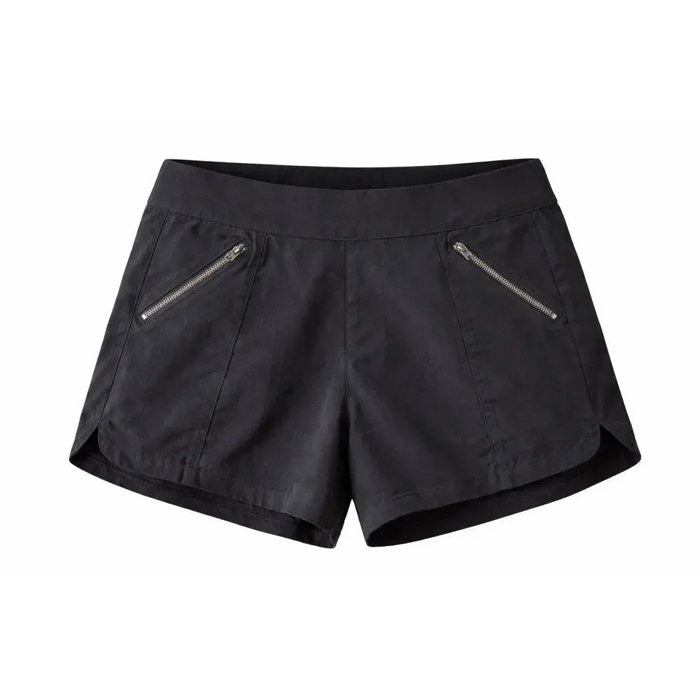 Athleta Black Athletic Shorts Womens Size 14 Zipper Pocket Performance